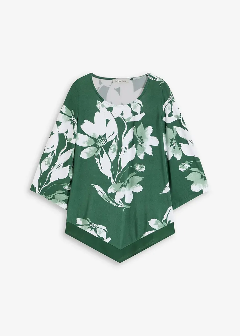Shirt-Tunika mit floralem Muster in grün von vorne - bonprix