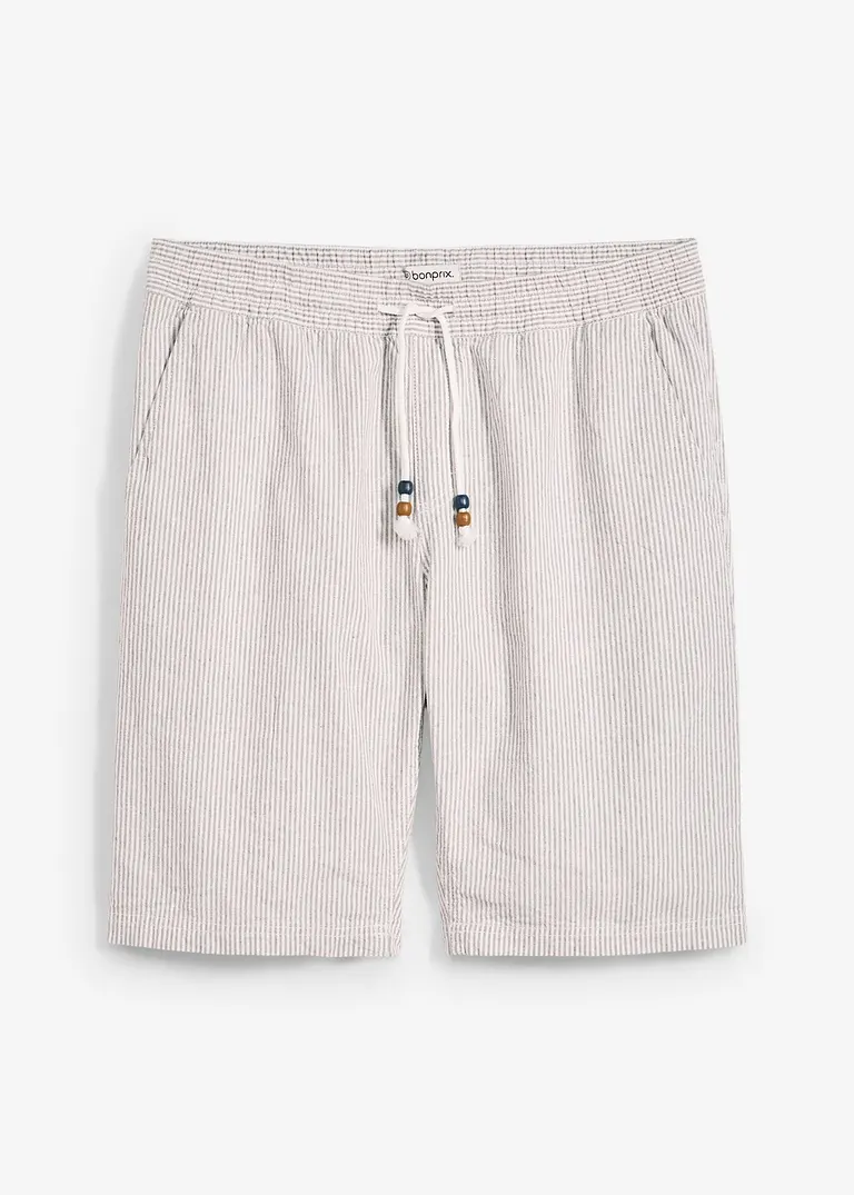 Regular Fit Bermuda mit Leinen in grau von vorne - bonprix