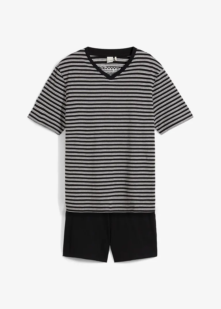 Shorty mit V-Ausschnitt in schwarz von vorne - bonprix