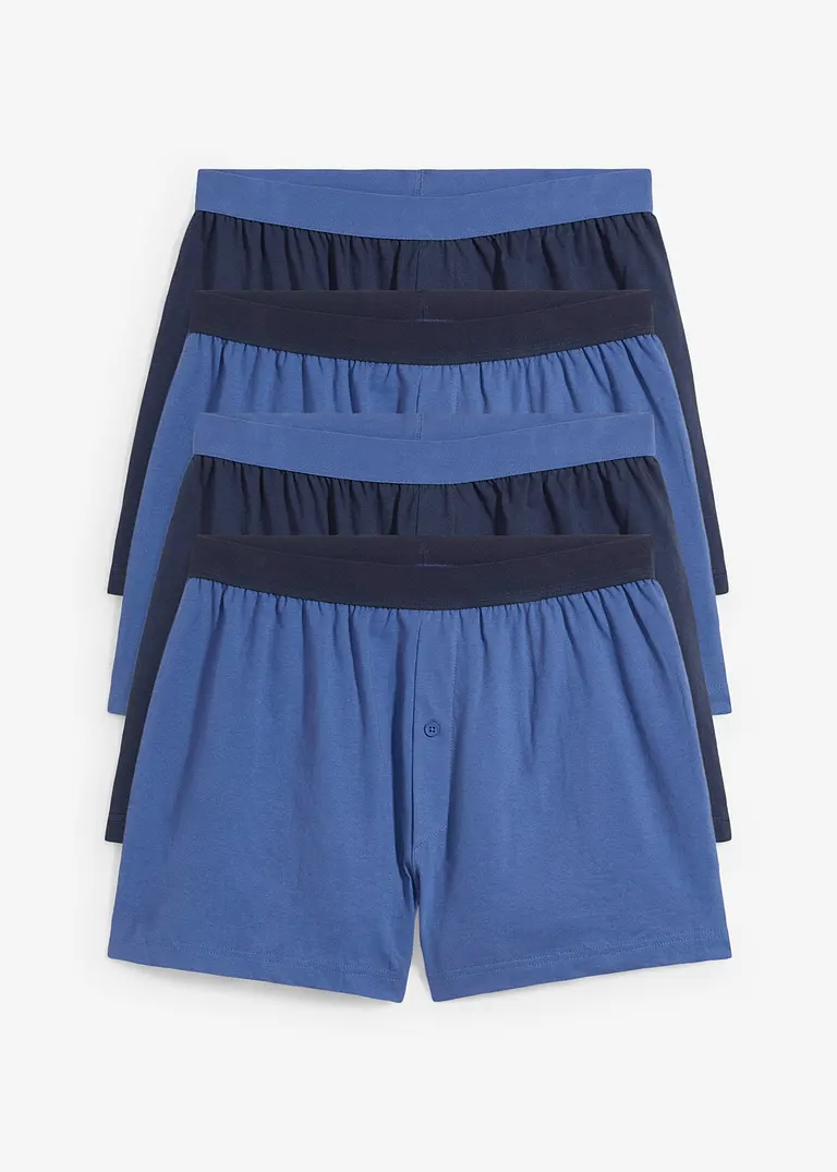 Lockere Jersey Boxershorts (4er Pack) in blau von vorne - bonprix