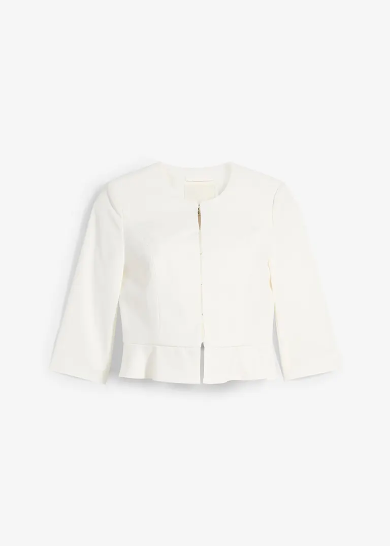 Kurzer Umstandsblazer aus Satin in weiß von vorne - bonprix