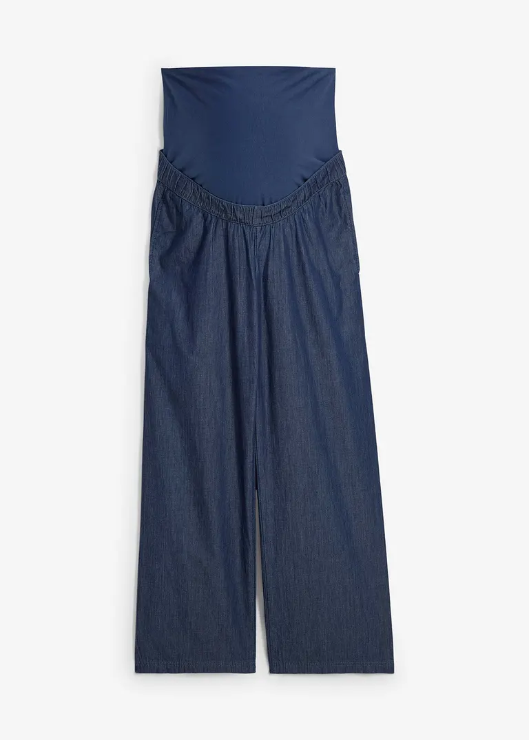Weite Umstandsjeans aus reiner Bio-Baumwolle, Ankle Length in blau von vorne - bonprix