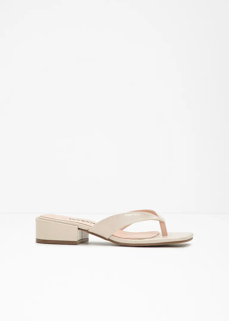 Zehenstegpantolette in beige - bonprix
