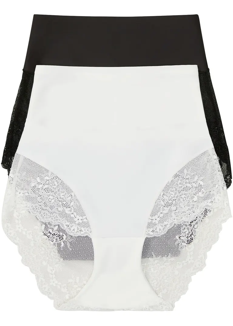 Lasercut Shape Panty mit ​mittlerer Formkraft (2er Pack) in weiß von vorne - bonprix