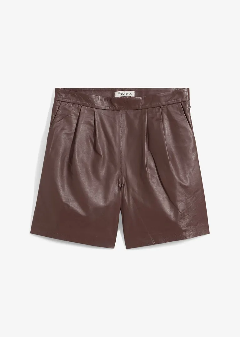 Leder-Shorts aus Lammnappa in braun von vorne - bonprix