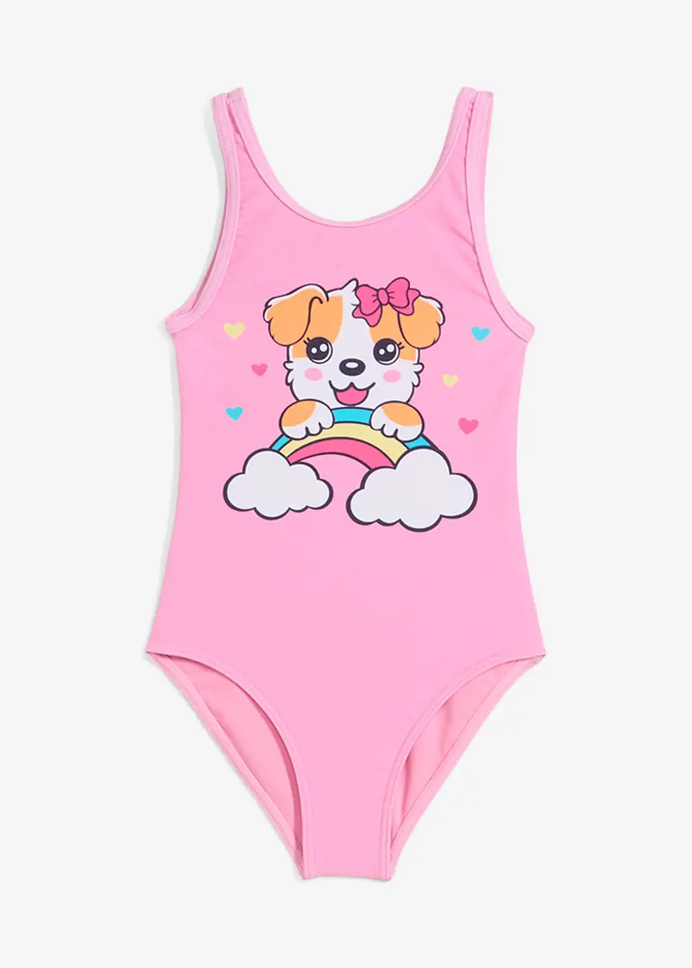 Badeanzug in rosa von vorne - bonprix