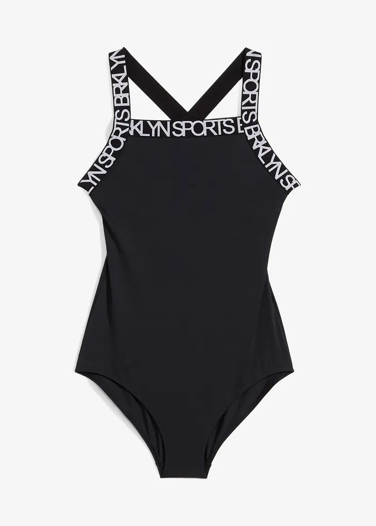 Badeanzug in schwarz von vorne - bonprix