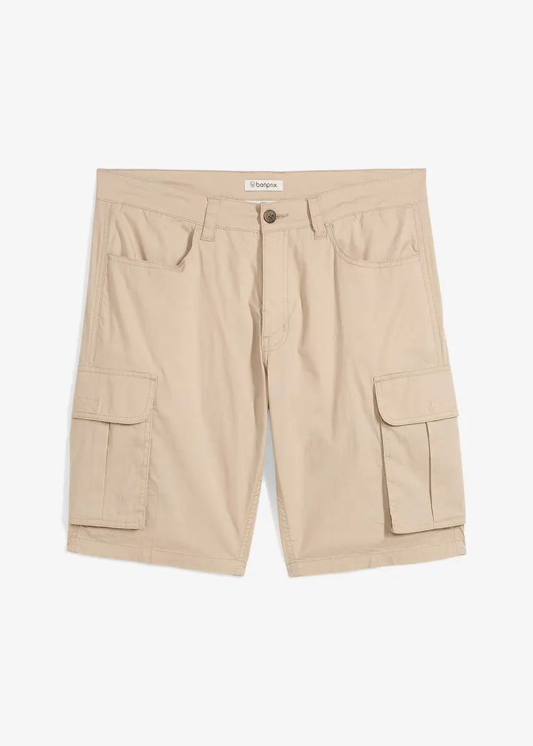 Stretch-Cargo-Bermuda, Regular Fit in beige von vorne - bonprix