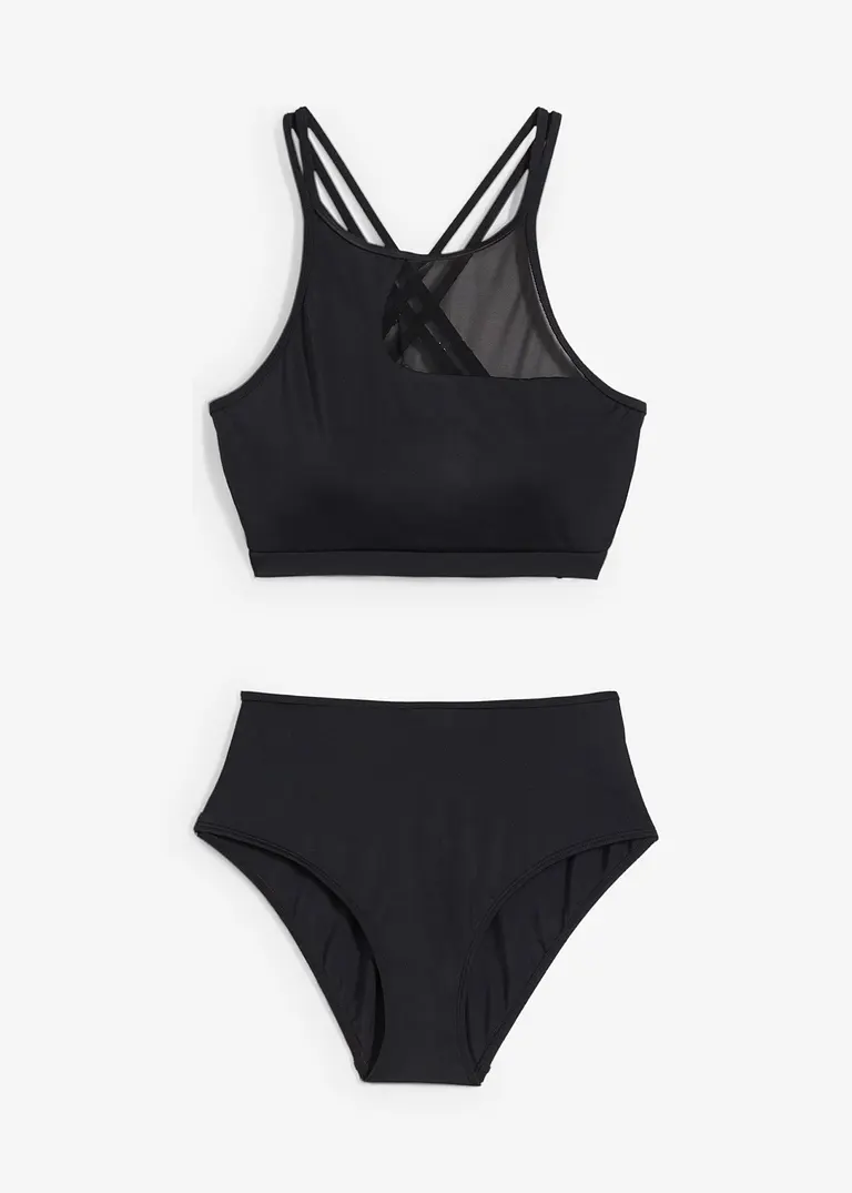 Bustier Bikini (2-tlg.Set) aus recyceltem Polyamid in schwarz von vorne - bonprix
