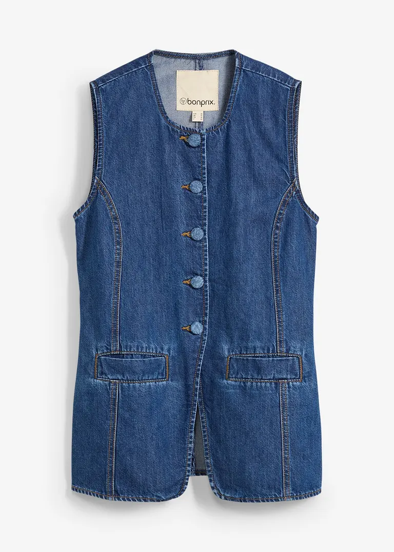 Jeansweste in blau von vorne - bonprix