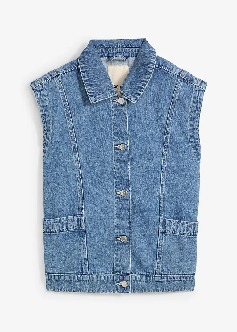 Jeansweste in blau von vorne - bonprix