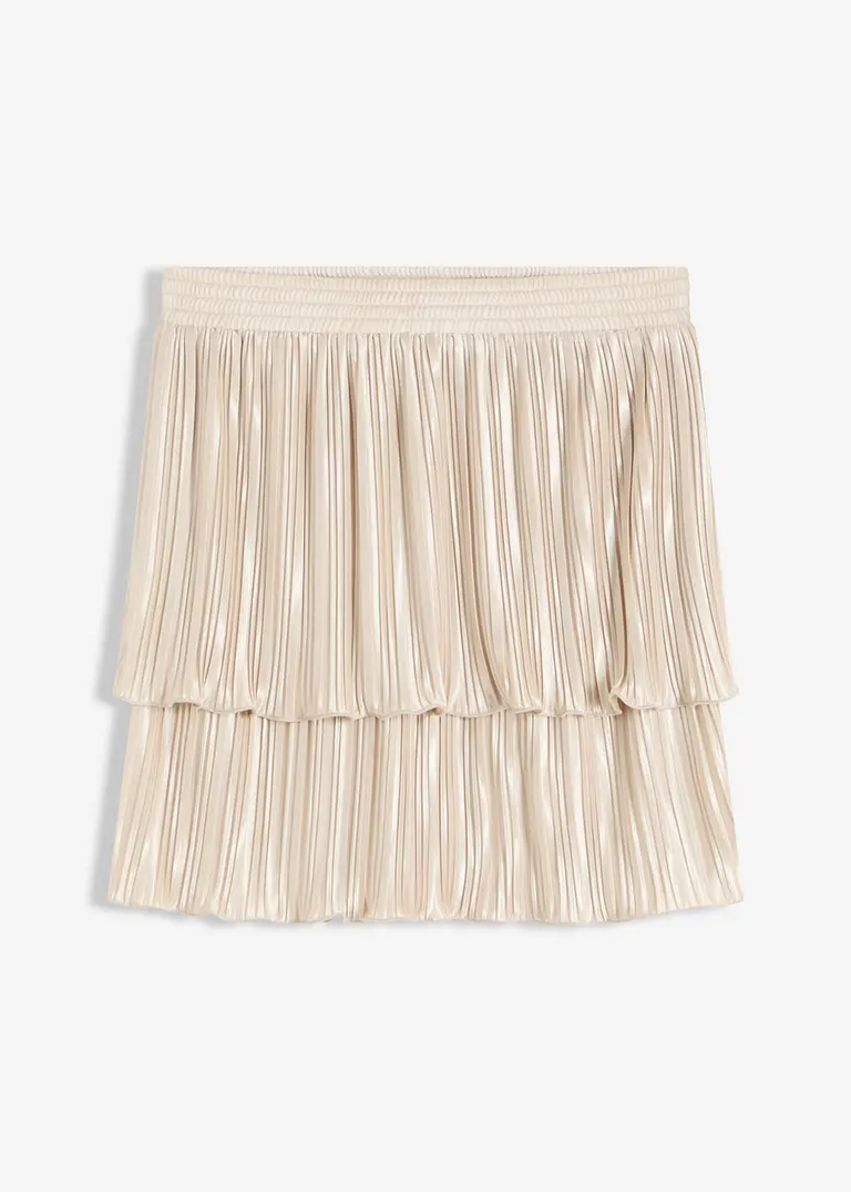 Minirock mit Plissee in beige von vorne - bonprix