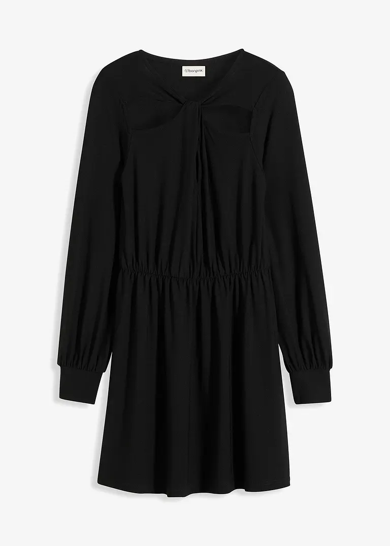 Jerseykleid mit Cut-Outs in schwarz von vorne - bonprix