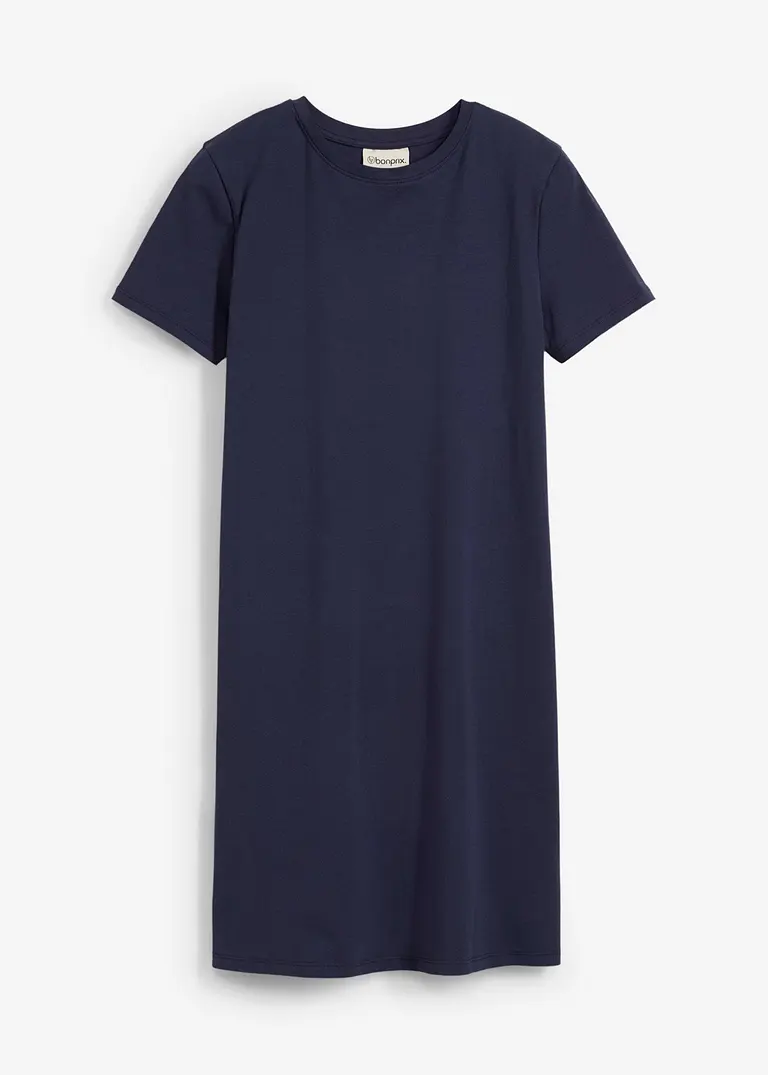 Jerseykleid aus elastischem Bio-Baumwoll-Mix in blau von vorne - bonprix