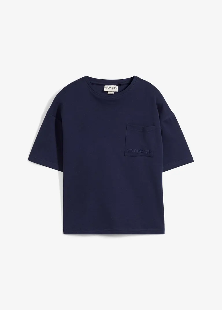 Oversized T-Shirt mit Bio Baumwolle in blau von vorne - bonprix
