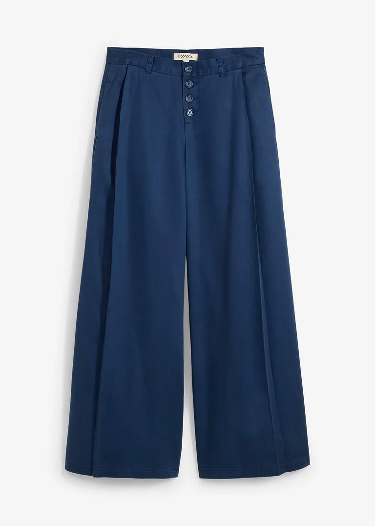Twillhose aus fließendem Lyocell in blau von vorne - bonprix