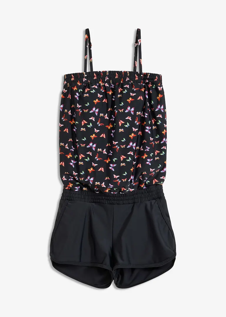 Badeoverall mit Innenslip in schwarz von vorne - bonprix