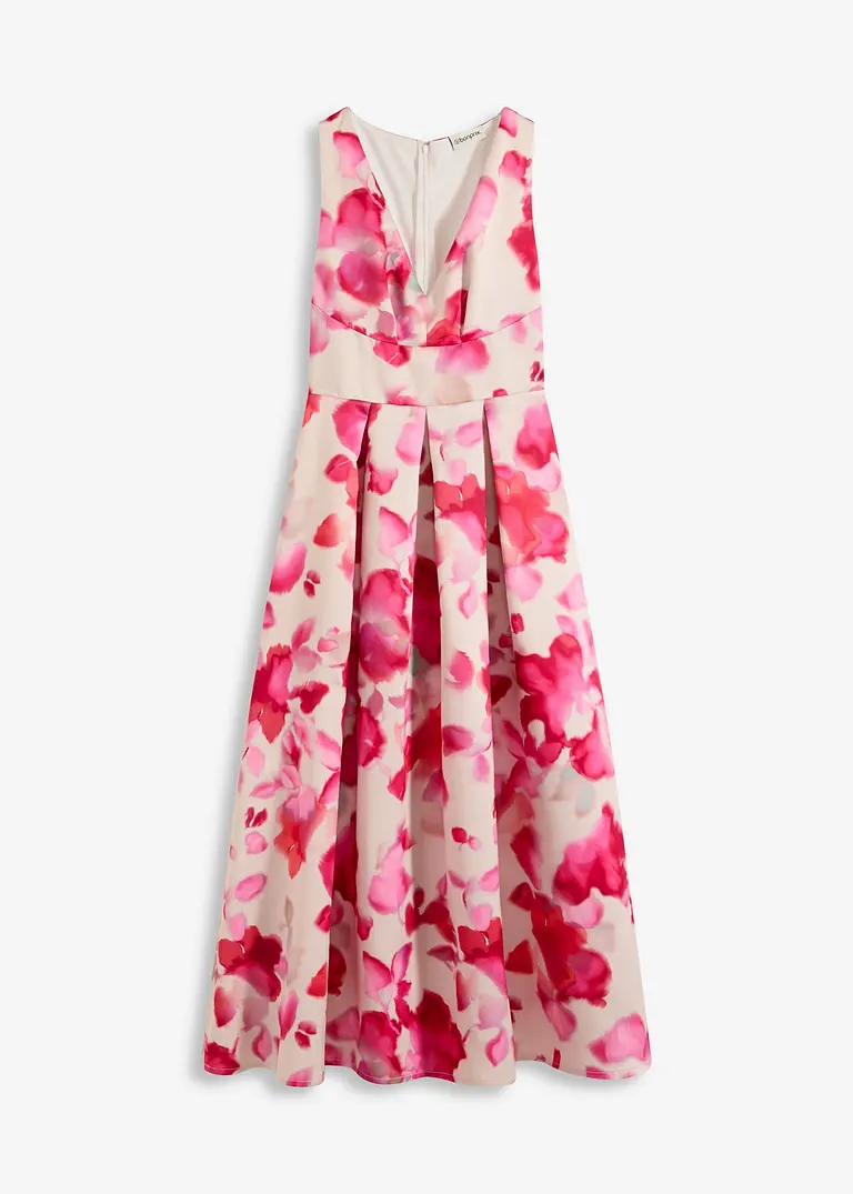 Trägerkleid aus glänzendem Satin in weiß von vorne - bonprix