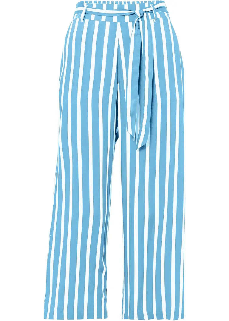 Palazzo-Hose mit hohem Bund in blau von vorne - bonprix