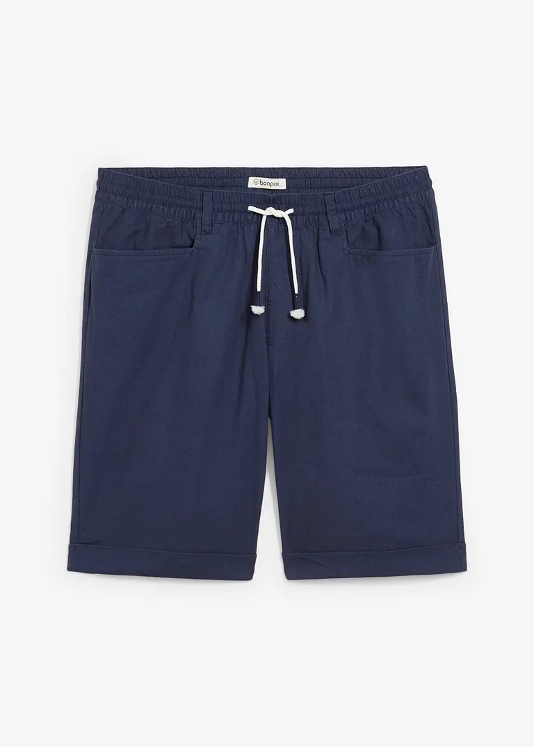 Regular Fit Schlupf-Bermuda aus Leinen-Mix in blau von vorne - bonprix