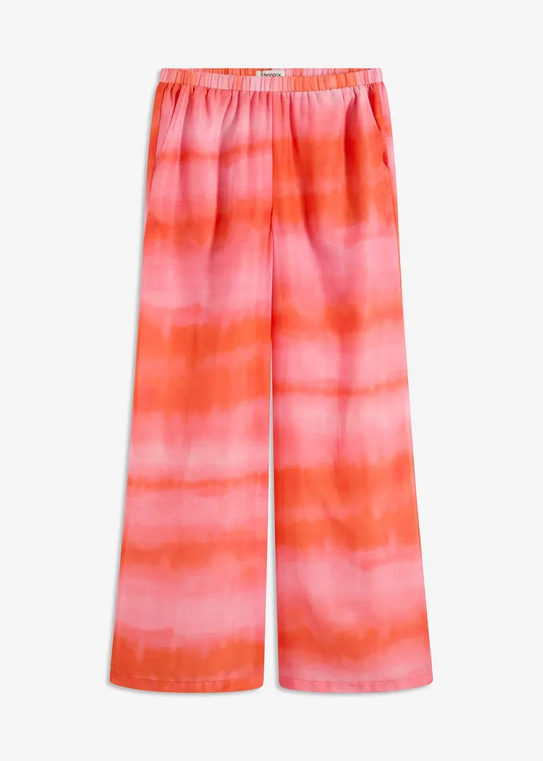 weite Hose mit Batik-Print in rosa von vorne - bonprix