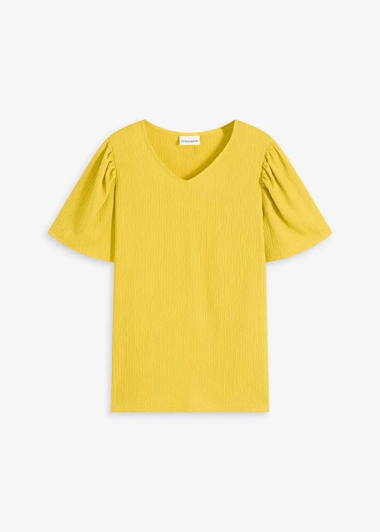 Shirt aus strukturiertem Crêpe in gelb von vorne - bonprix