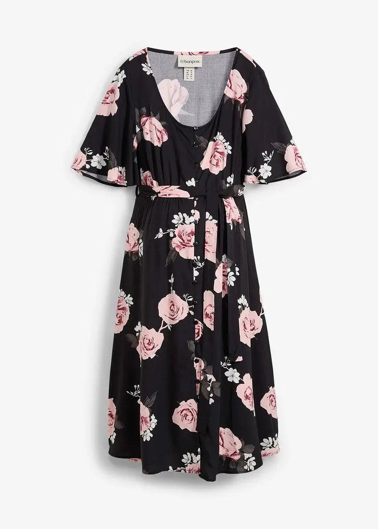 2-in-1 Umstands- und Stillkleid aus gewebter Viskose in schwarz von vorne - bonprix