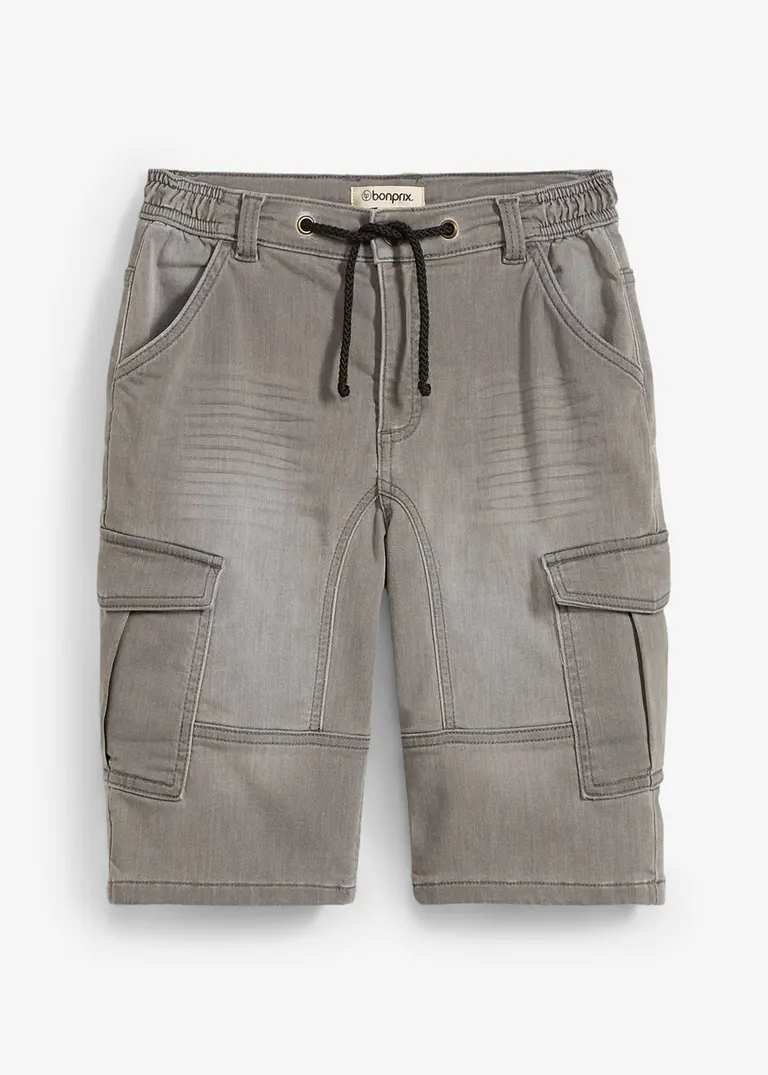 Sweatjeans-Cargobermuda, Regular Fit in grau von vorne - bonprix
