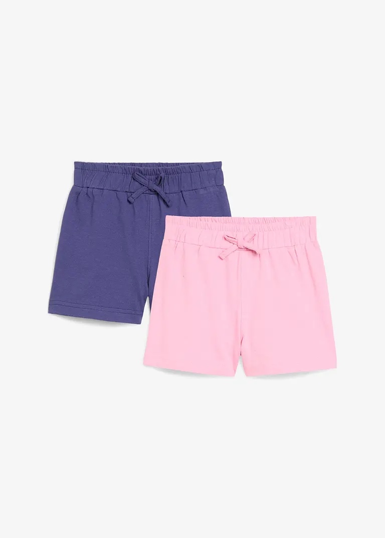Jersey-Shorts aus reiner Bio-Baumwolle (2er Pack) in rosa von vorne - bonprix