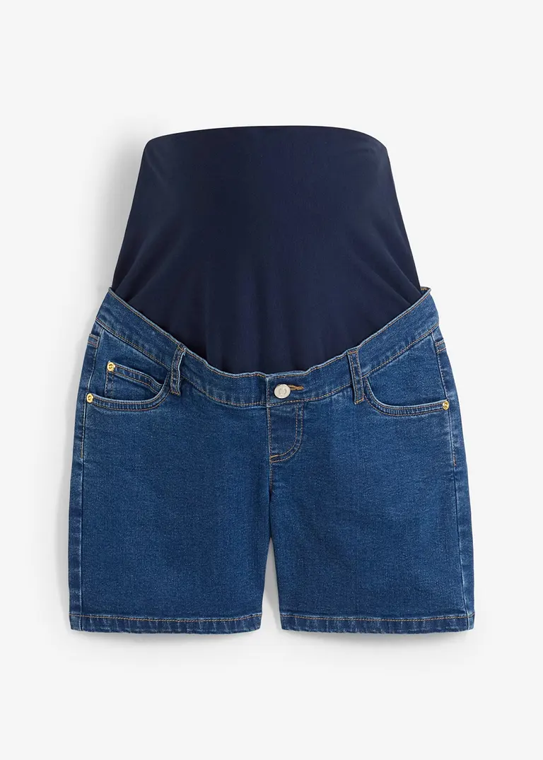 Umstandsjeansshorts aus Baumwoll- Stretchdenim in blau von vorne - bonprix