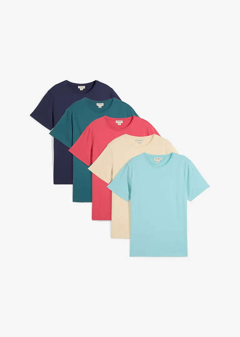 T-Shirt (5er Pack) in rot von vorne - bonprix