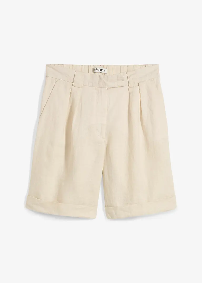 Bermudas aus reinem Leinen in beige von vorne - bonprix