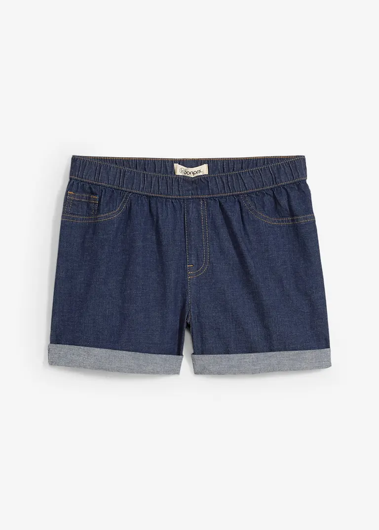 Jeans-Shorts Mid Waist in blau von vorne - bonprix