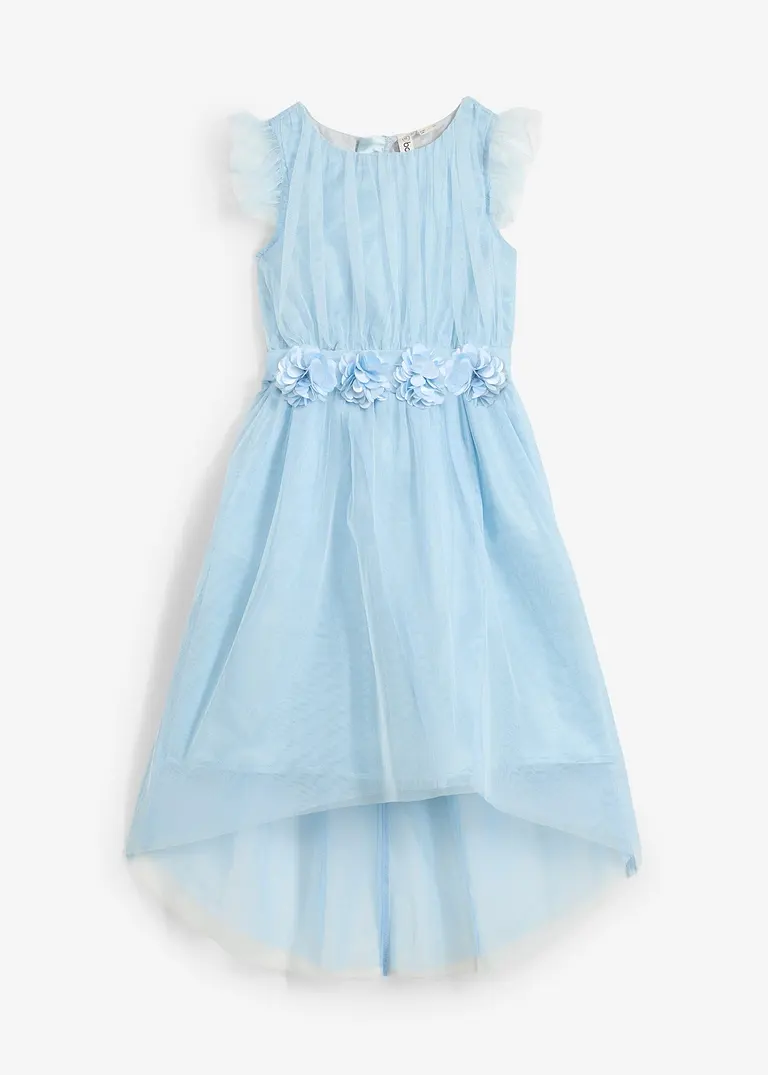 Ausgestelltes Tüllkleid in blau von vorne - bonprix