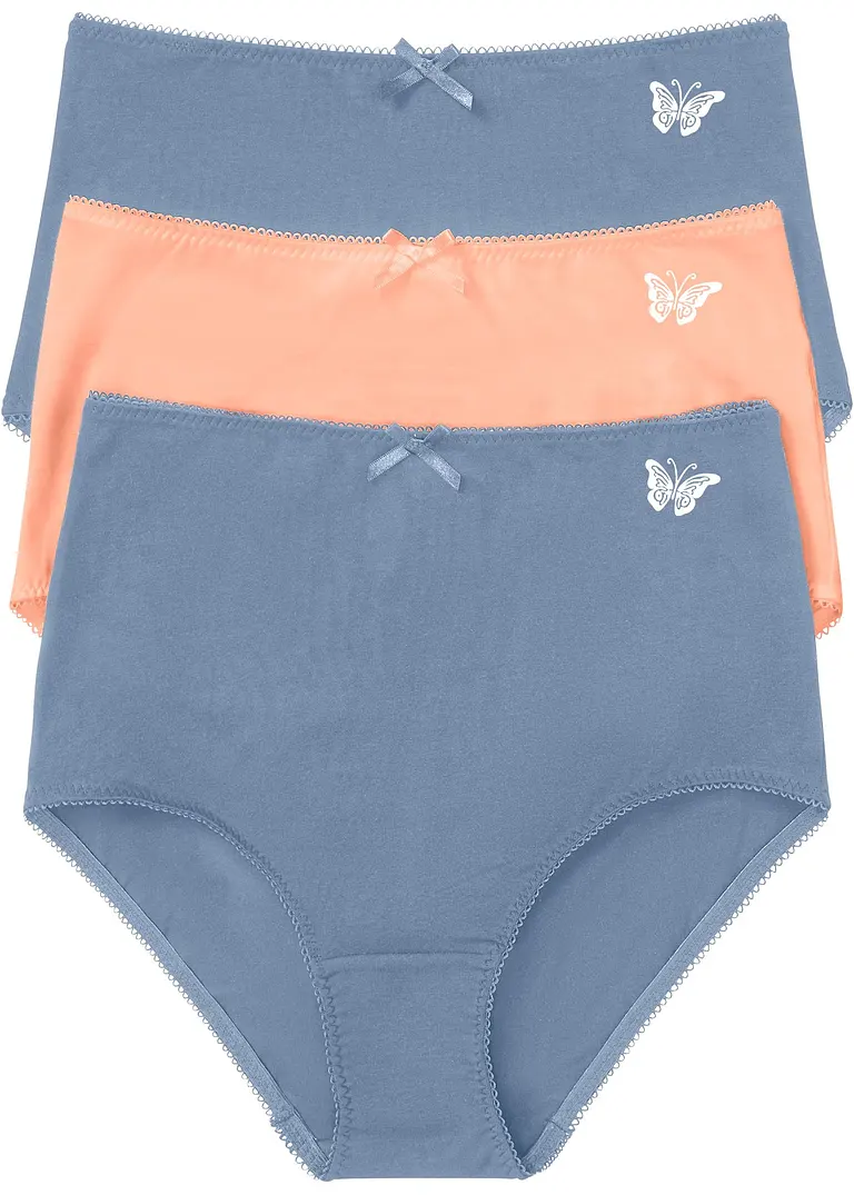 Taillenslip (3er Pack) mit Bio-Baumwolle in blau - bonprix