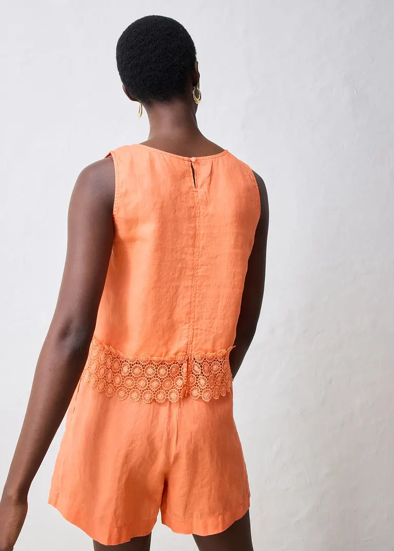 Top aus reinem Leinen in orange von hinten (im Anschnitt) - bonprix