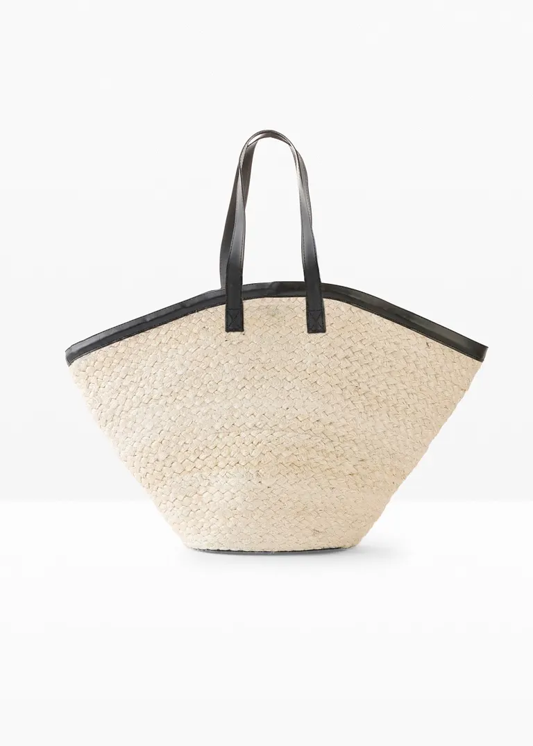 Strohshopper in beige von vorne - bonprix