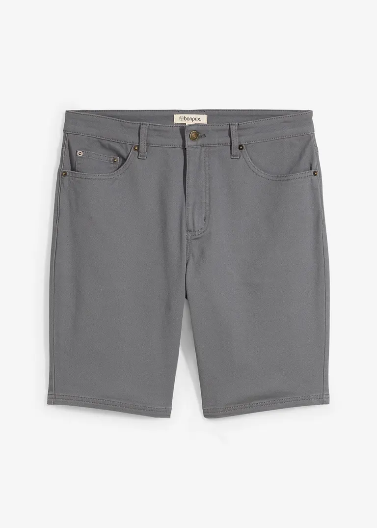Stretch-Bermuda, Classic Fit in grau von vorne - bonprix