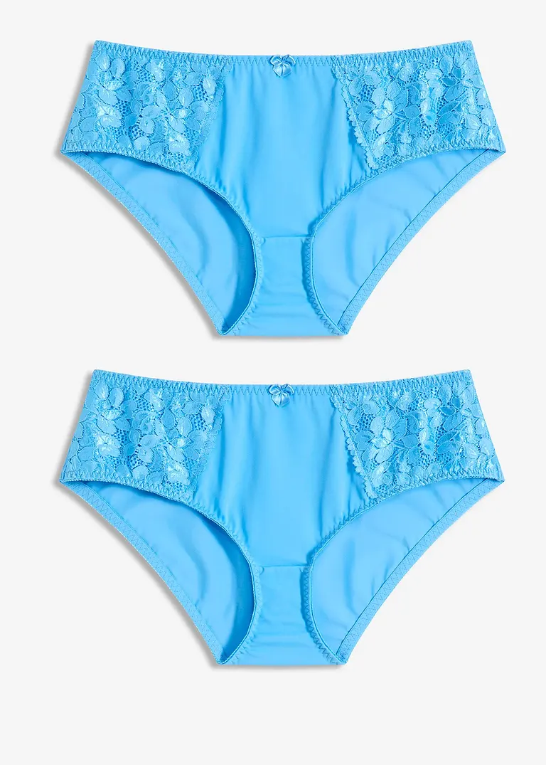 Maxislip mit zarter Spitze (2er Pack) in blau von vorne - bonprix