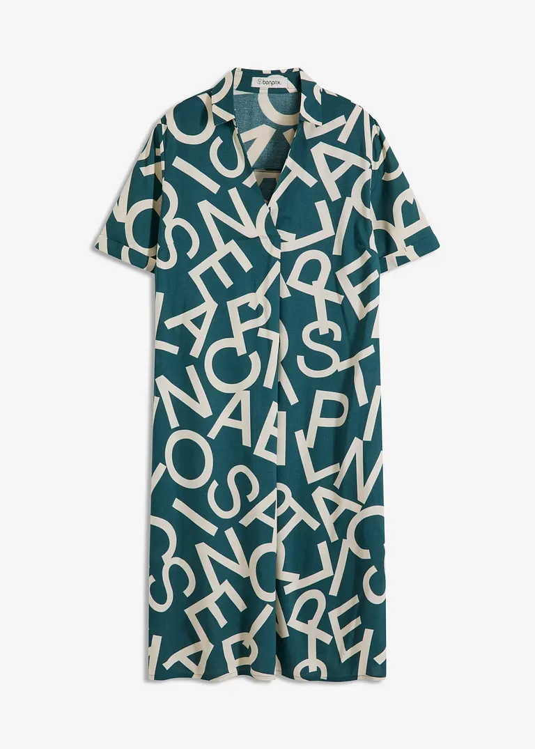 Kleid aus fließender Viskose in petrol von vorne - bonprix