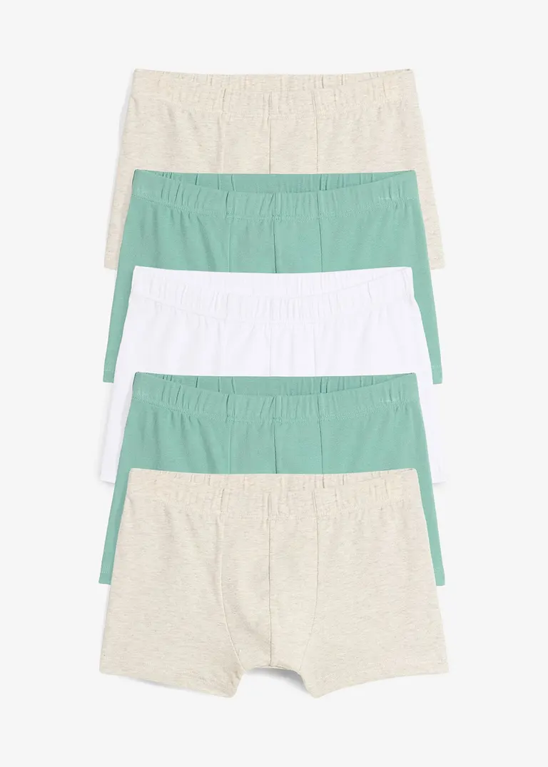 Boxershorts mit weicher Bio-Baumwolle (5er Pack) in grün von vorne - bonprix