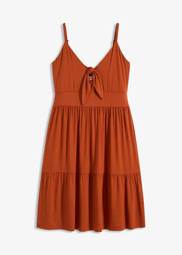 Trägerkleid mit Knotendetail in braun von vorne - bonprix