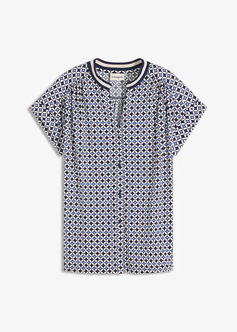 Shirtbluse bedruckt in blau von vorne - bonprix