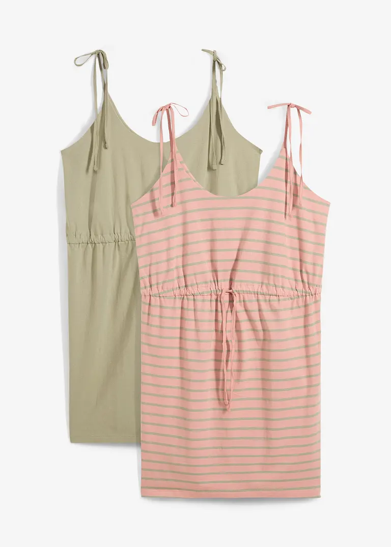 Jerseykleid aus reiner Baumwolle (2er Pack) in rosa von vorne - bonprix