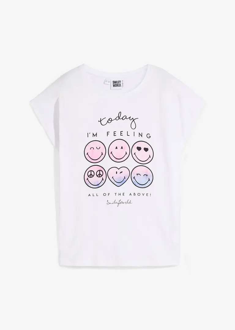 Smiley Shirt aus reiner Baumwolle in weiß von vorne - SmileyWorld