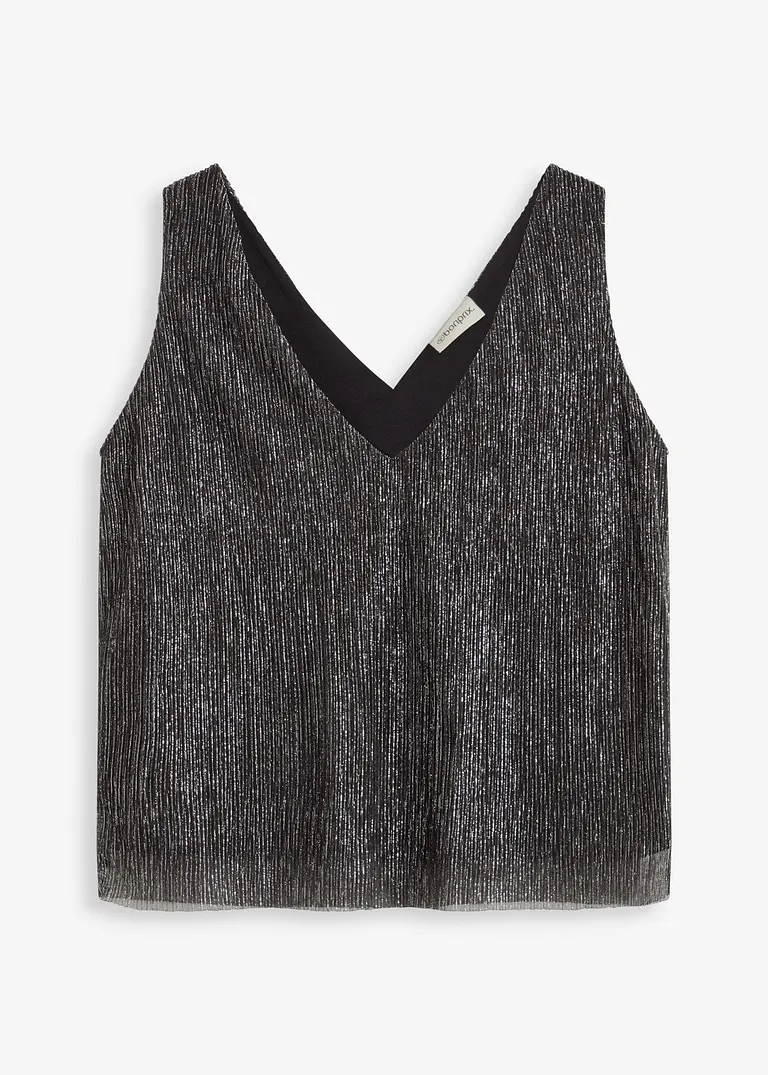 Cropped Top mit tiefem Ausschnitt in schwarz von vorne - bonprix