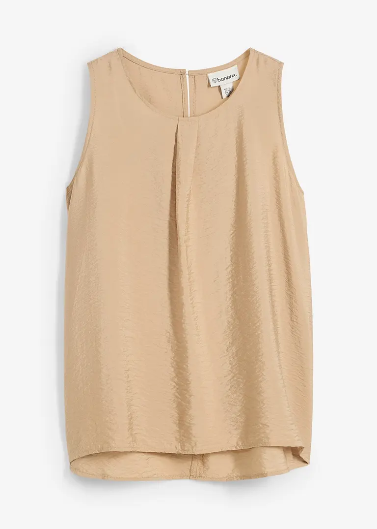 Blusentop aus fließendem Viskose-Mix in beige von vorne - bonprix