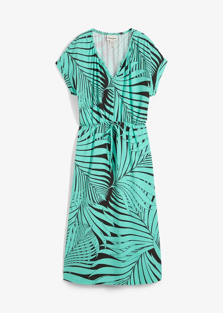Jerseykleid aus fließendem Viskose-Mix in braun von vorne - bonprix