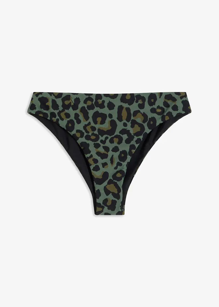 Bikinihose schnelltrocknend zum Wenden mit hohem Beinausschnitt in schwarz von vorne - bonprix