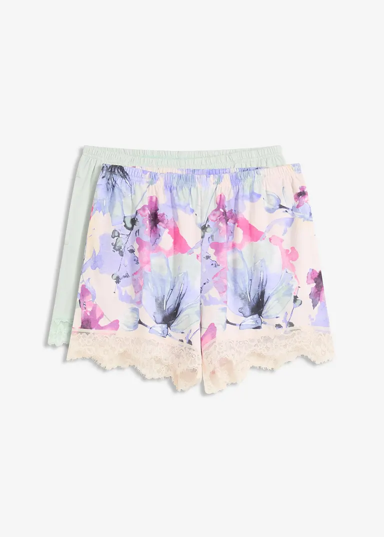 Schlafshorts (2er Pack) aus softem Viskose-Mix in rosa von vorne - bonprix